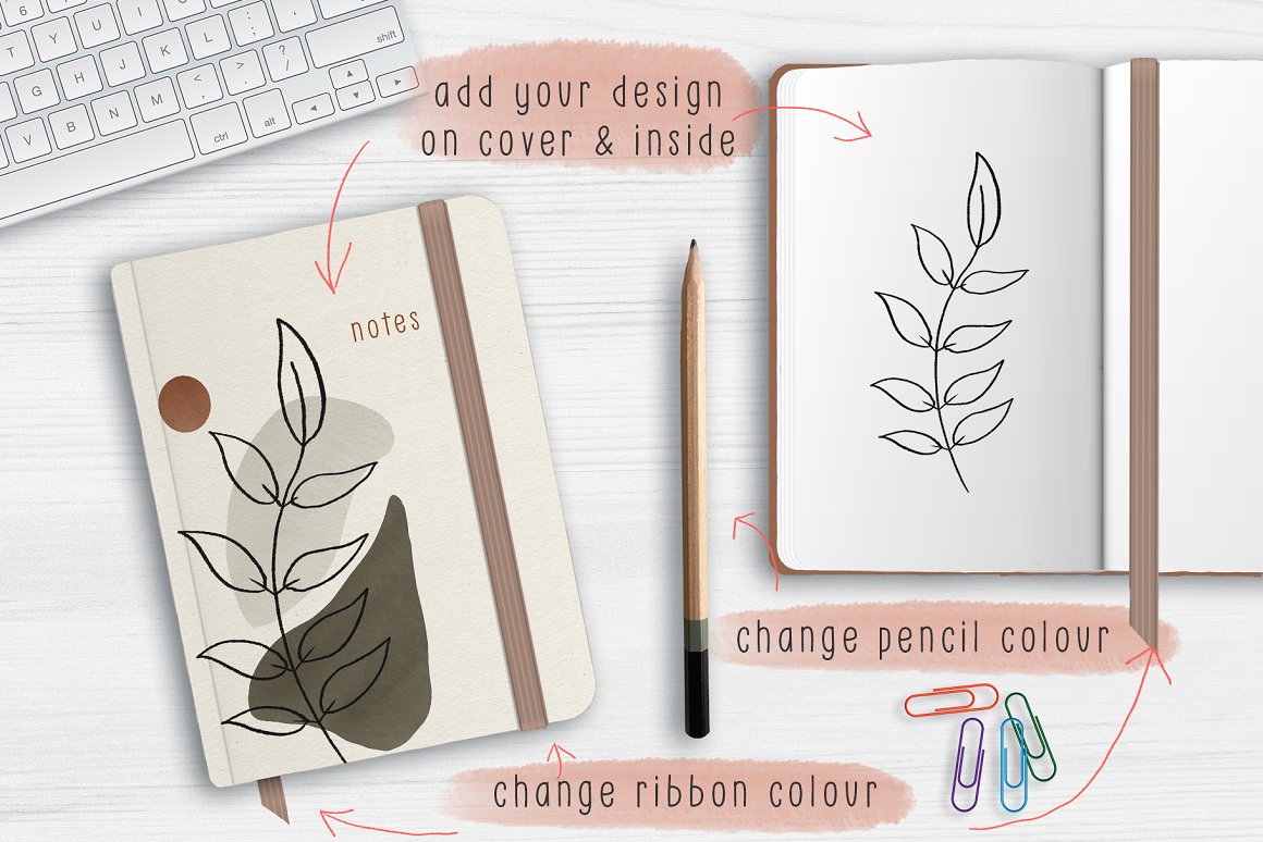 Images of notebooks with an elegant design.