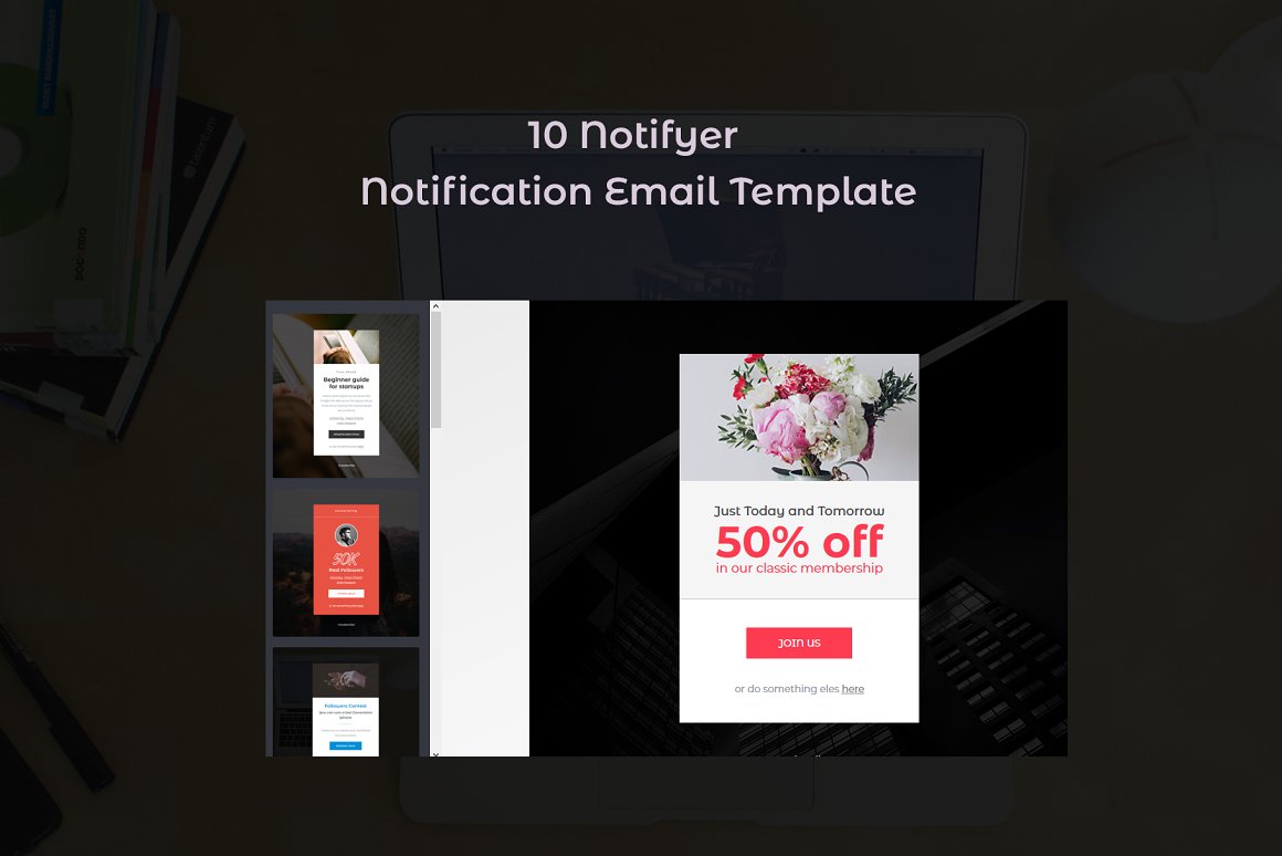 Collection of images of gorgeous notification design templates.