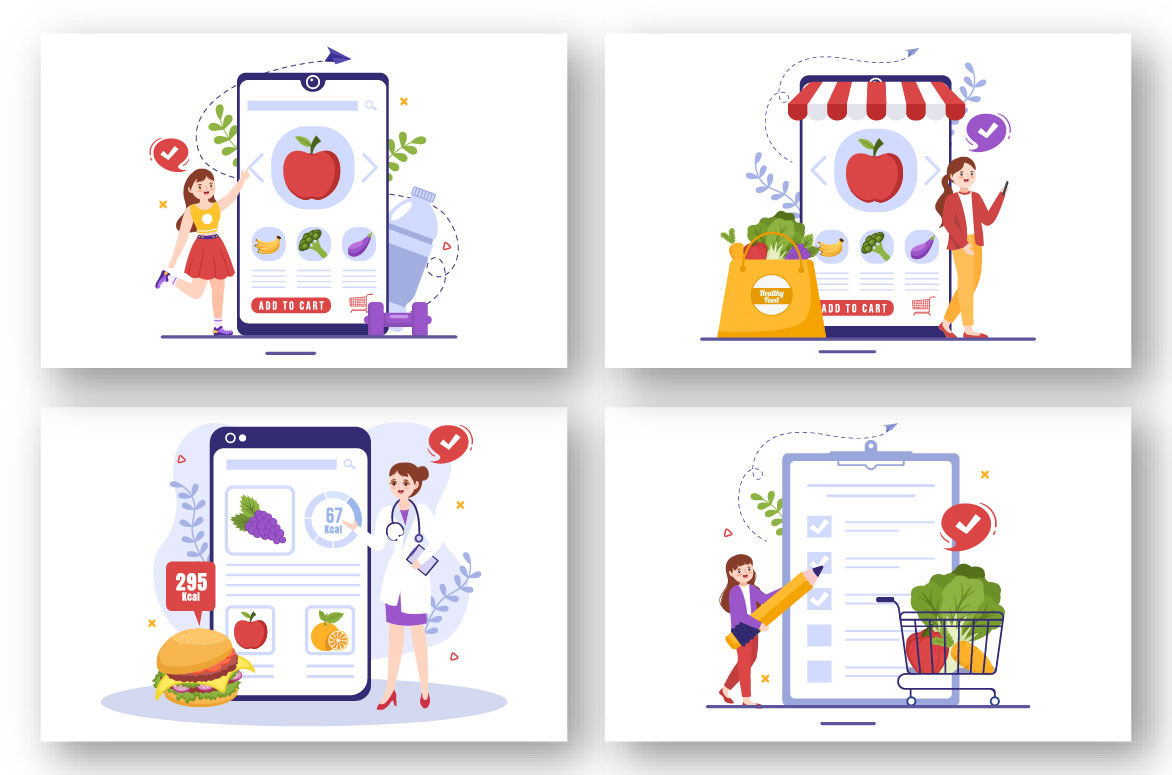 Nutrition Store Flat Illustration preview image.