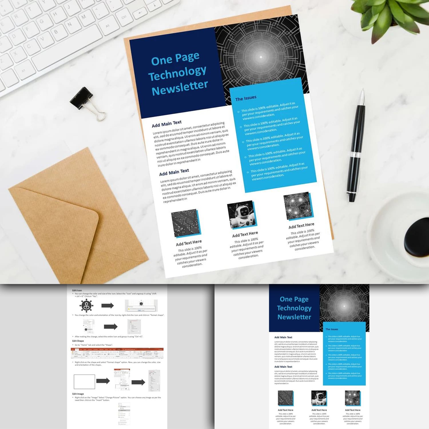 An image pack of an adorable newsletter presentation slide template.