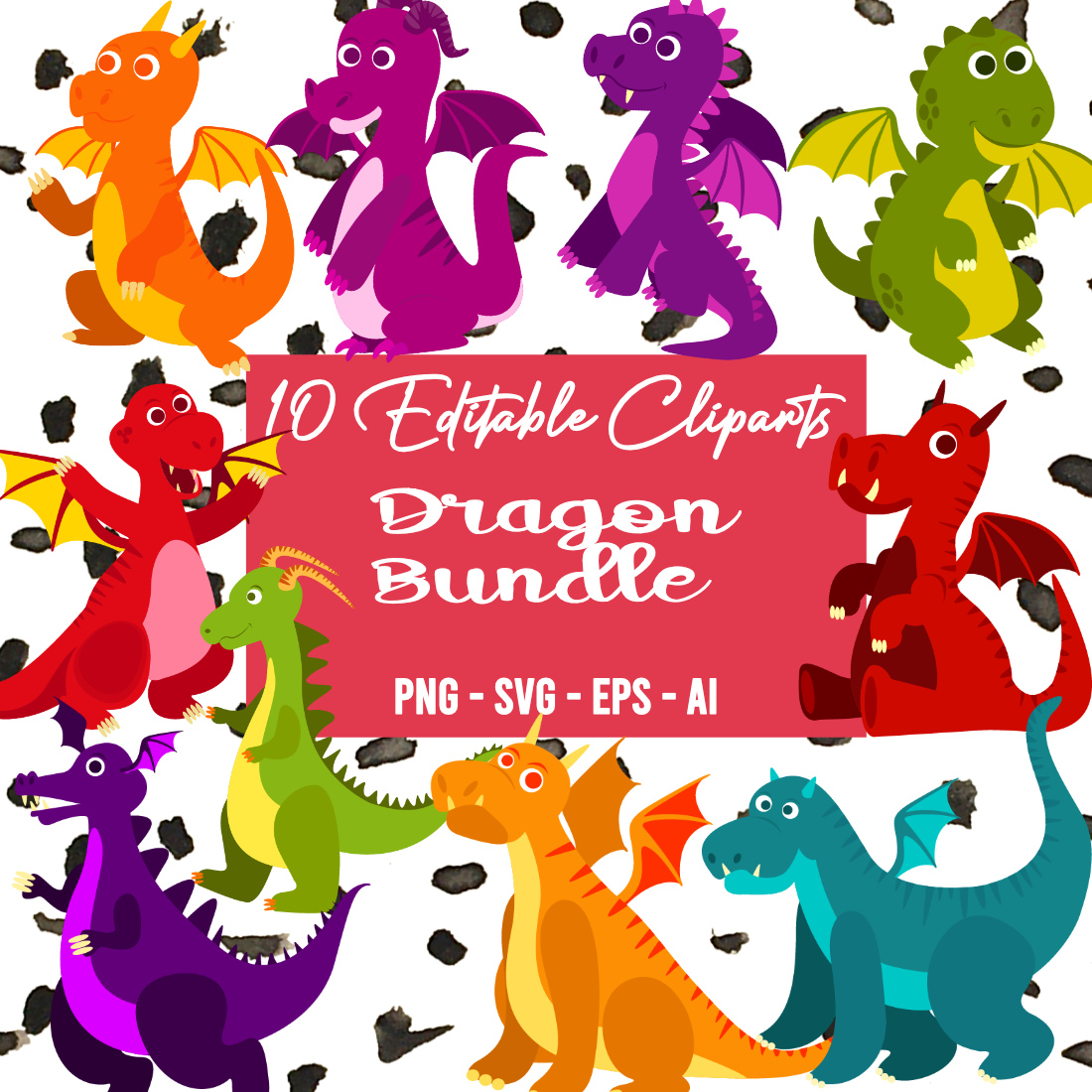 Dragon Clipart Set preview image.