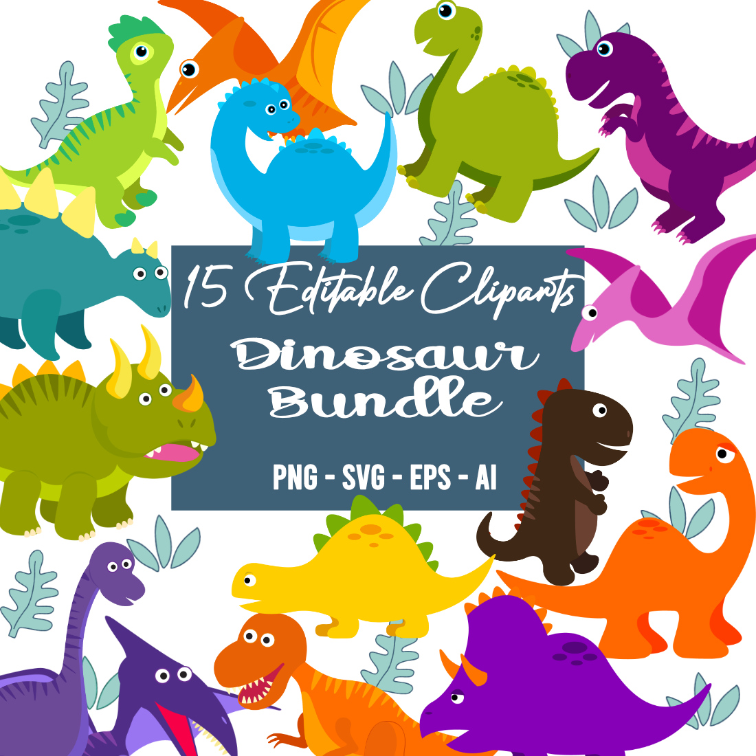 Dinosaurs Clipart Editable Set cover image.