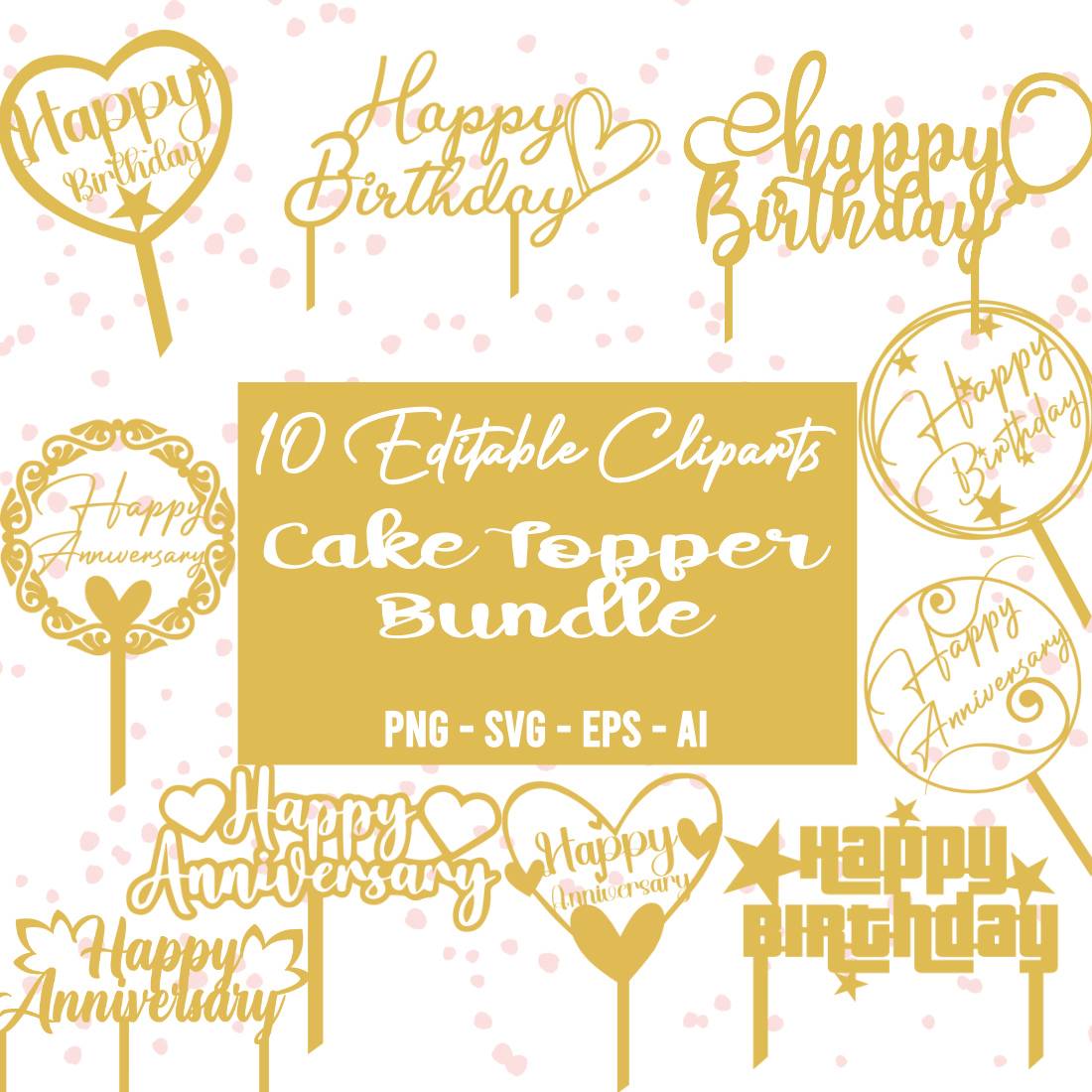 Cake Topper Clipart Set preview image.