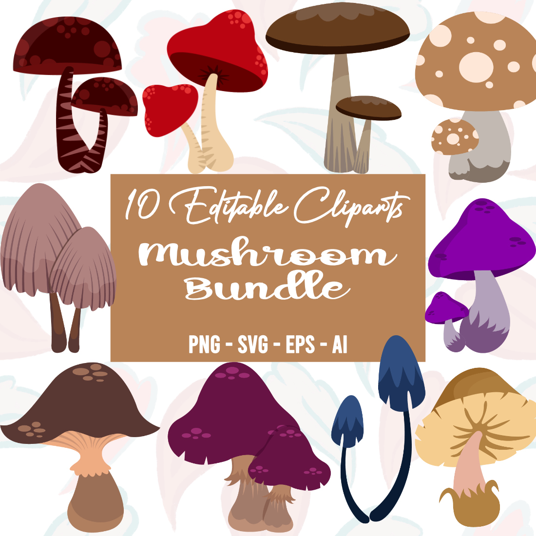Mushroom Editable Clipart Graphics Set cover image.