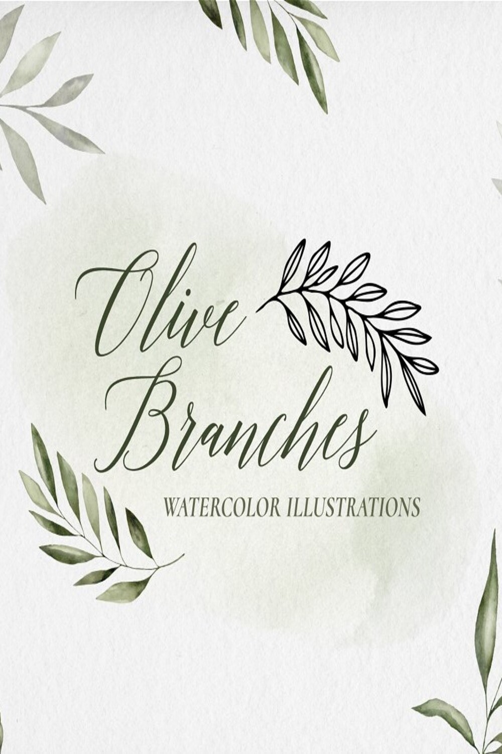 Olive Branches Watercolors Pinterest collage image.