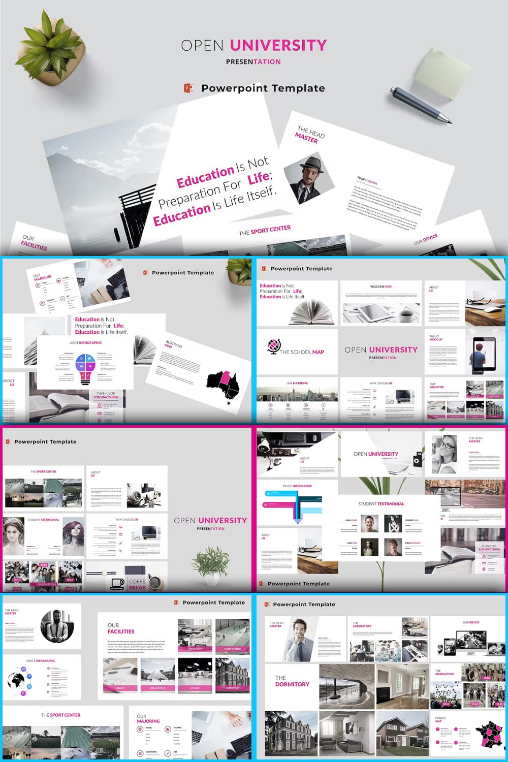Open University Powerpoint Template - pinterest image preview.