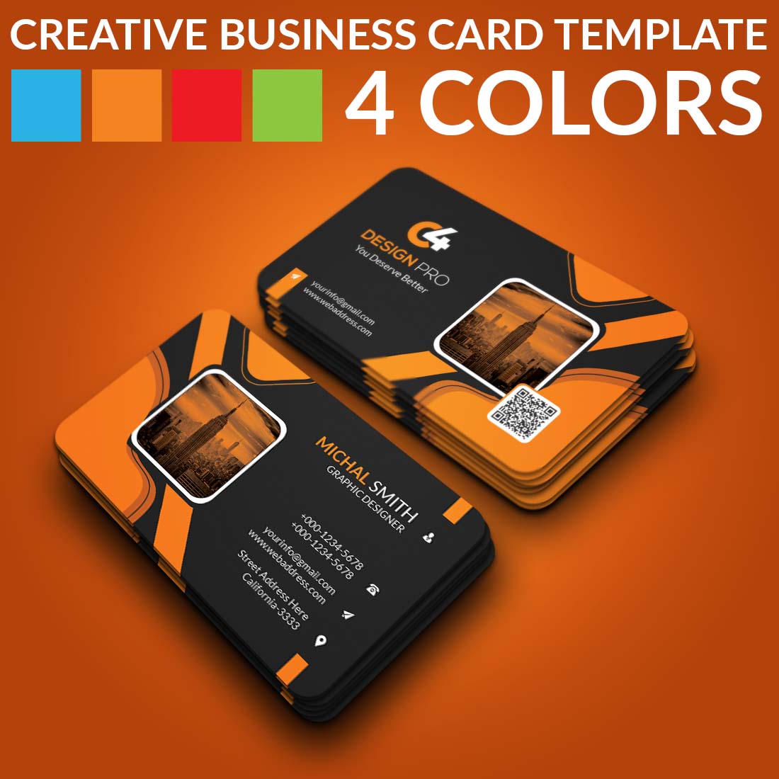 Business Card Bundle orange design.