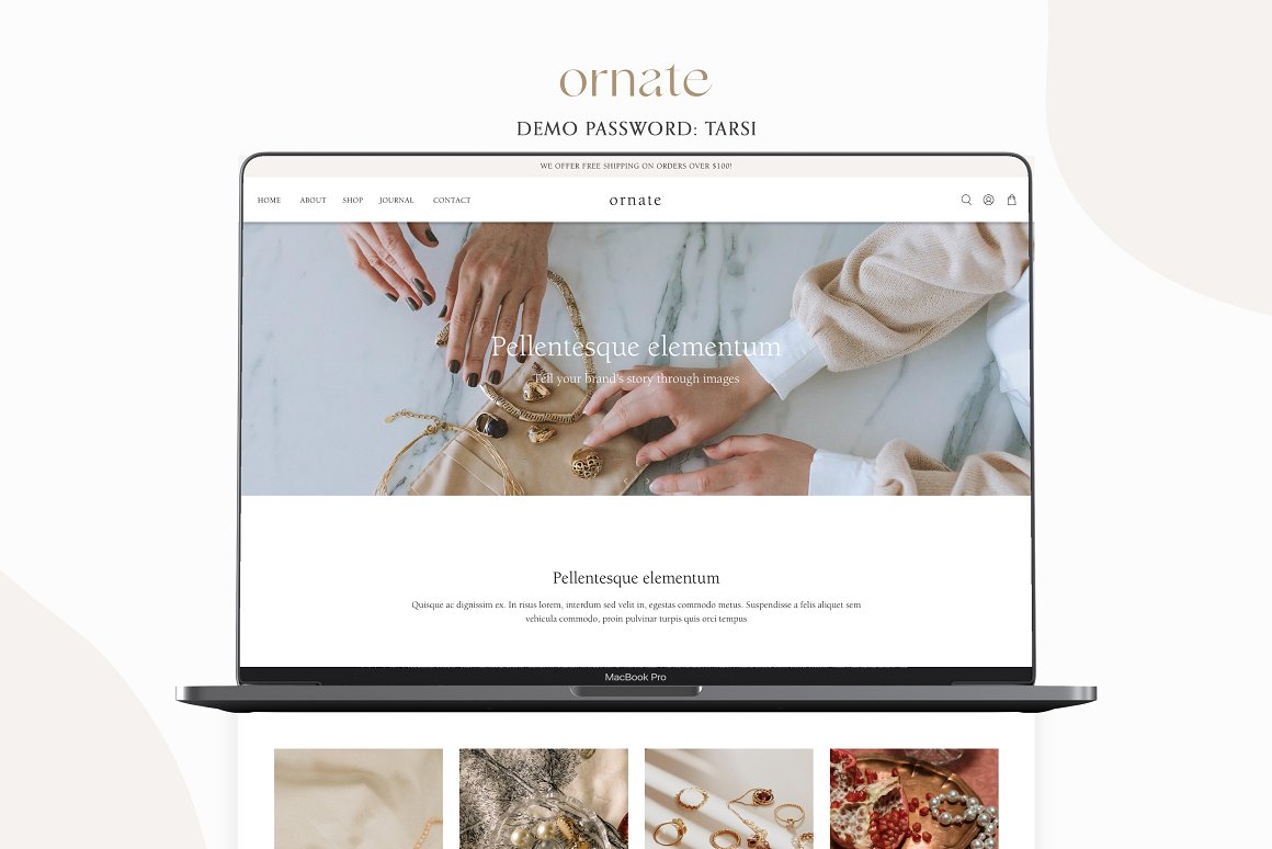Image of exquisite Shopify theme page on laptop screen.
