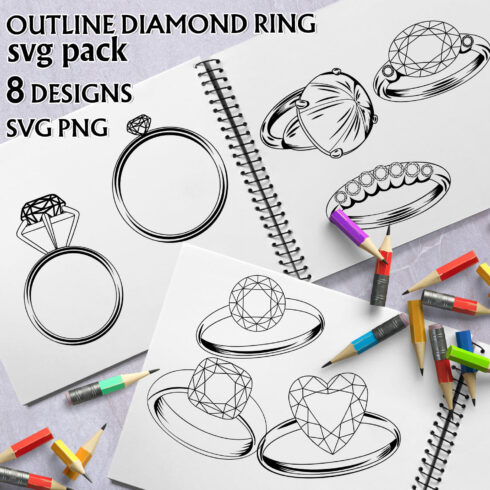 Outline Diamond Ring SVG - main image preview.