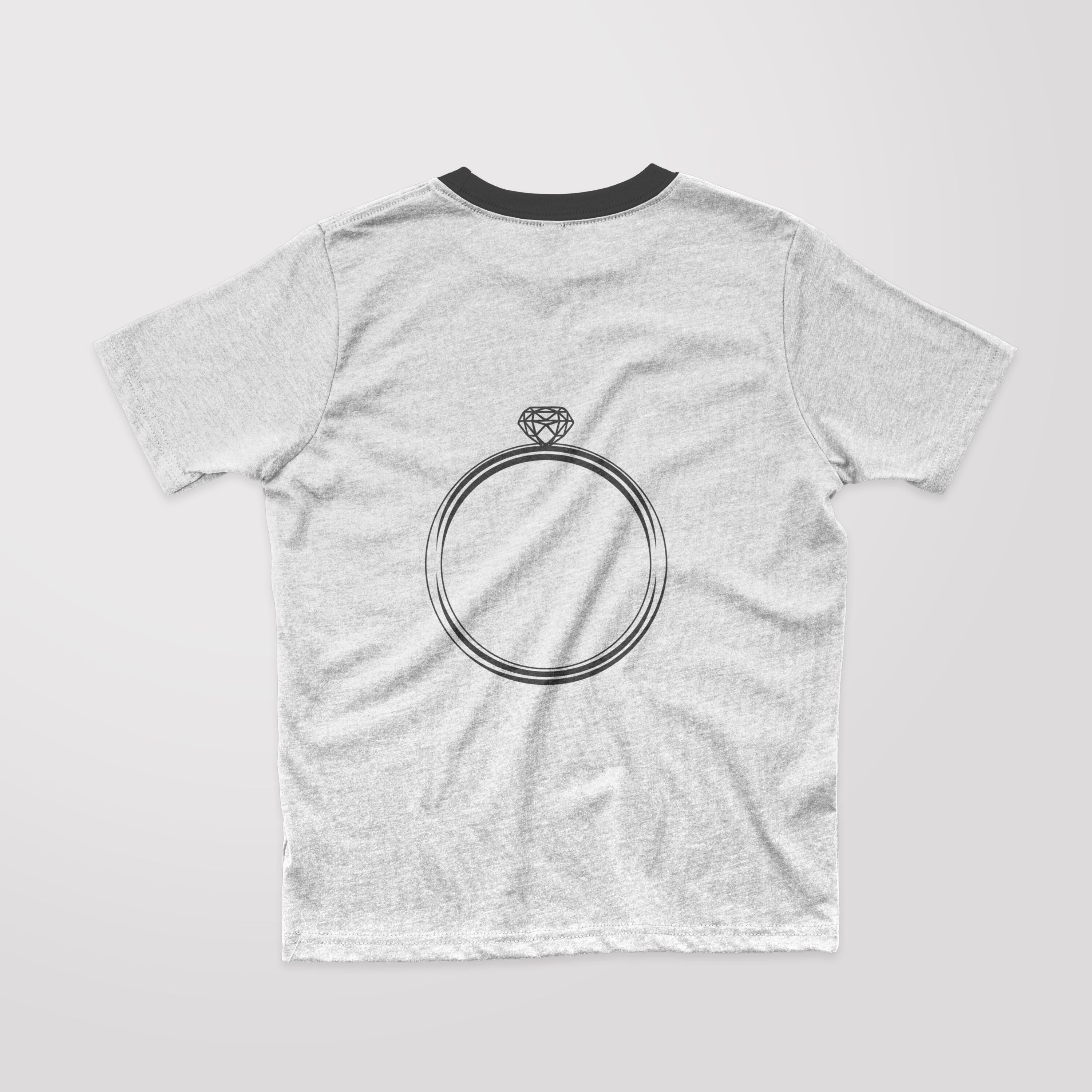 Image of a t-shirt with a fabulous print of a outline diamond ring.