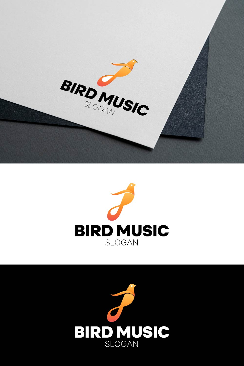 Bird Music Logo Vector Pinterest collage image.