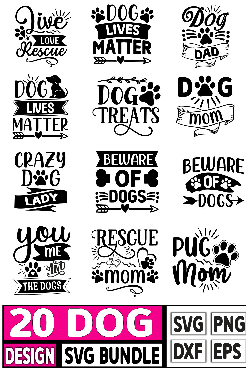 Dog Quotes SVG Design pinterest image.