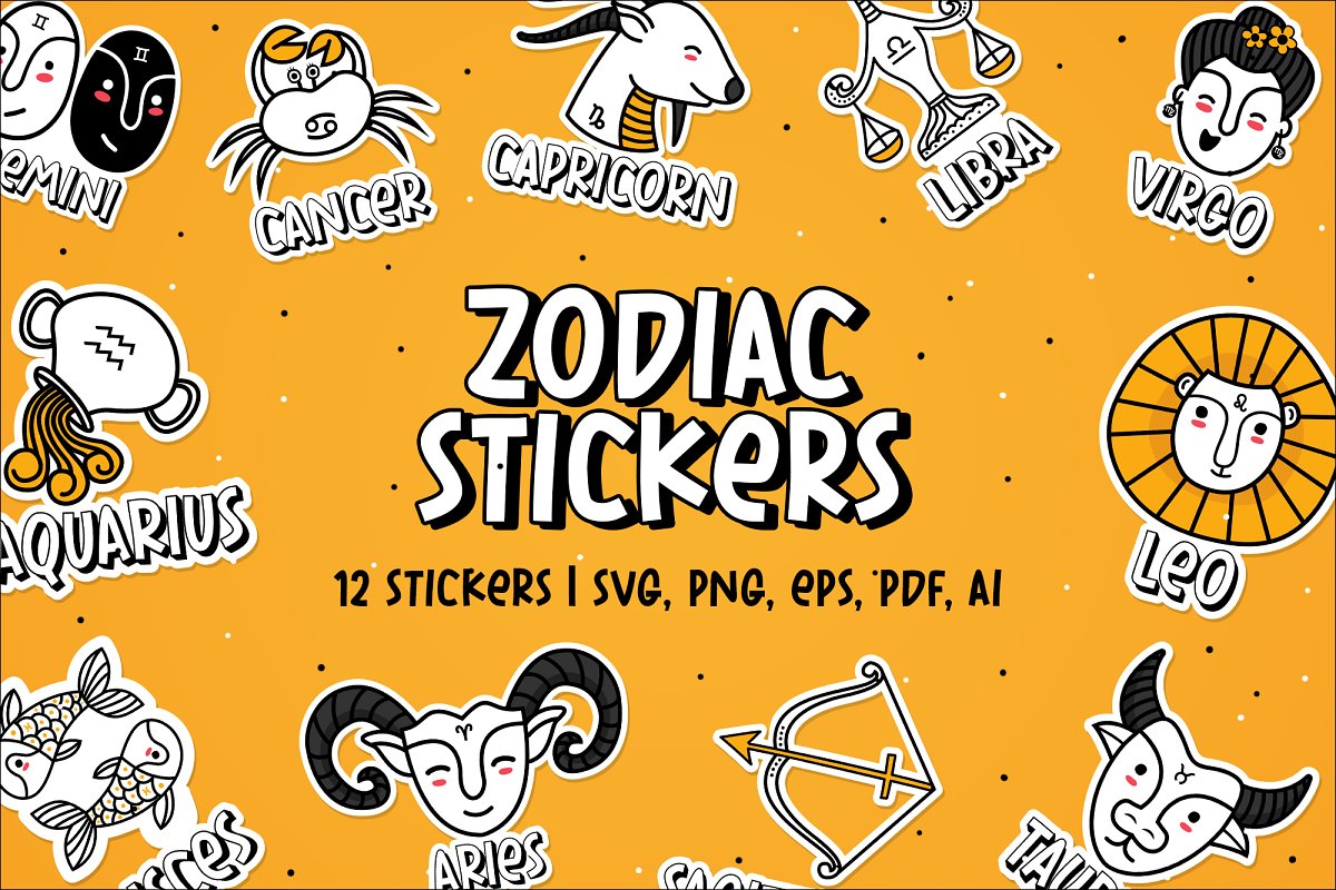 Cover image of Zodiac Signs Stickers.
