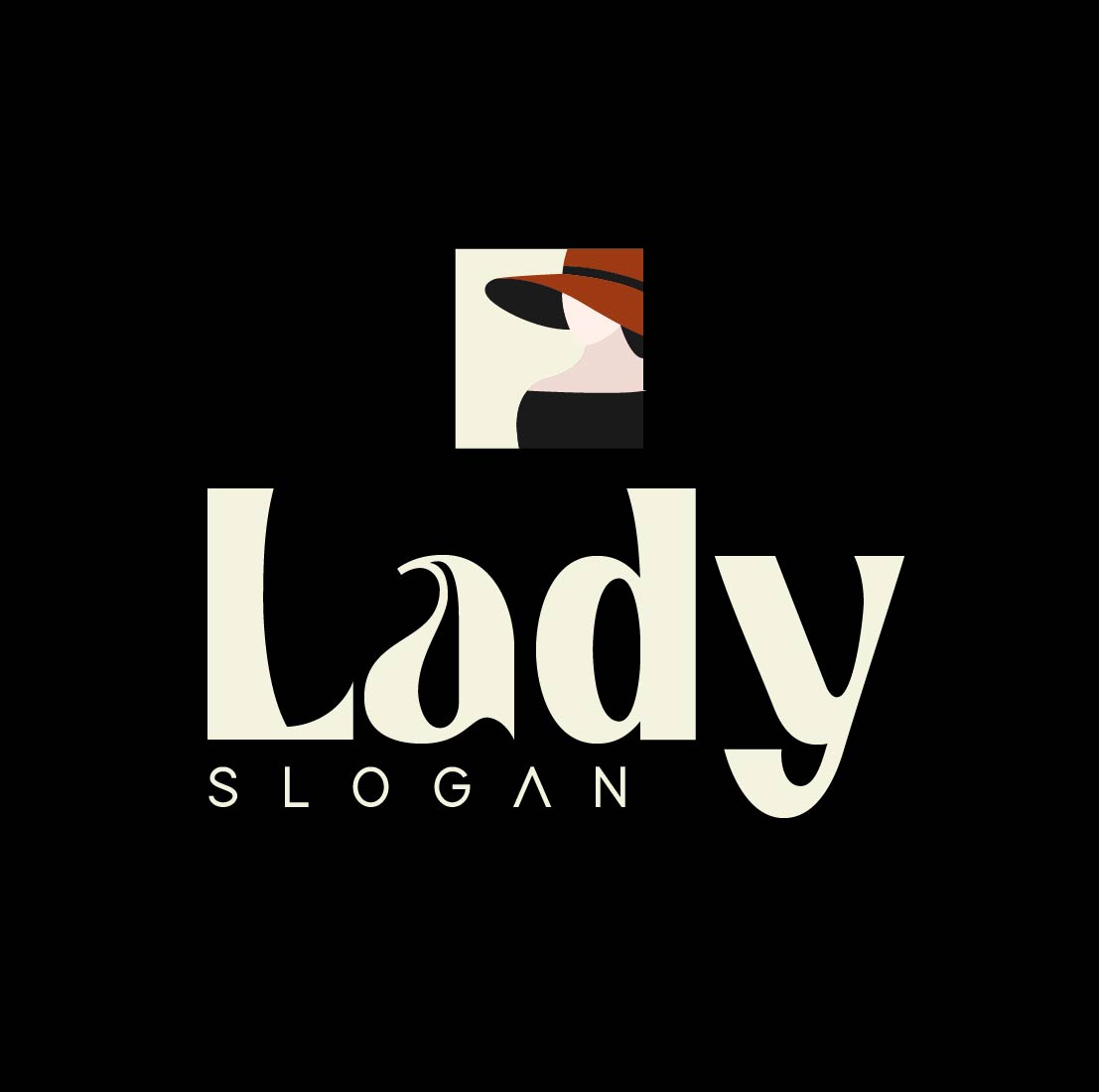 Lady slogan on a black background.