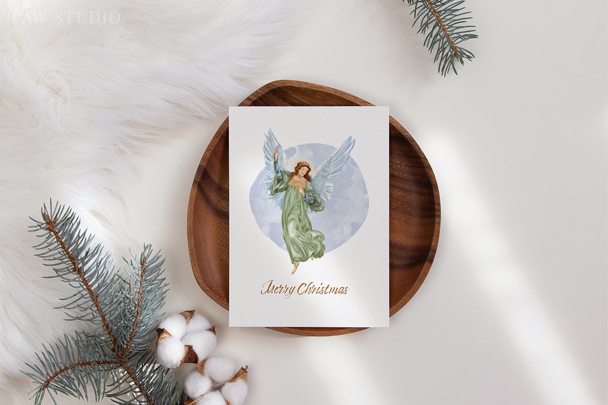 White card with the angel.