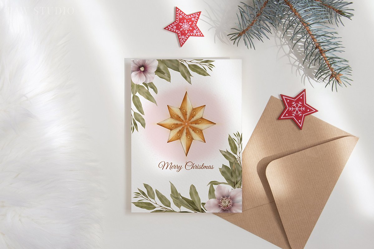 Stylish card with the gold Christmas star.