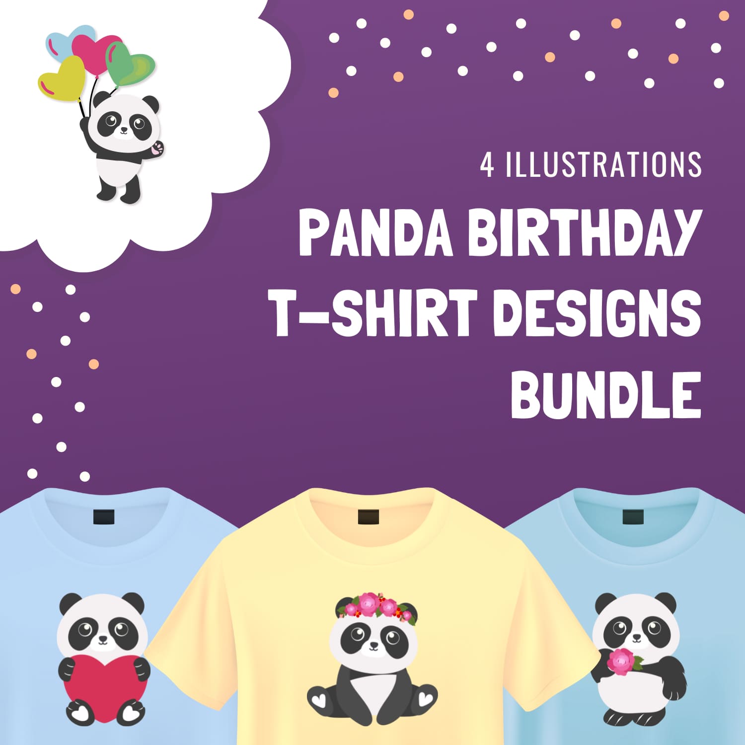Panda Birthday Svg T-shirt Designs Bundle.