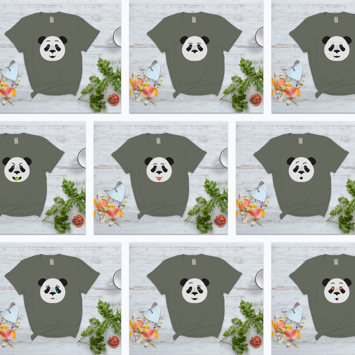 Panda Face Svg T-shirt Designs Bundle Cover.