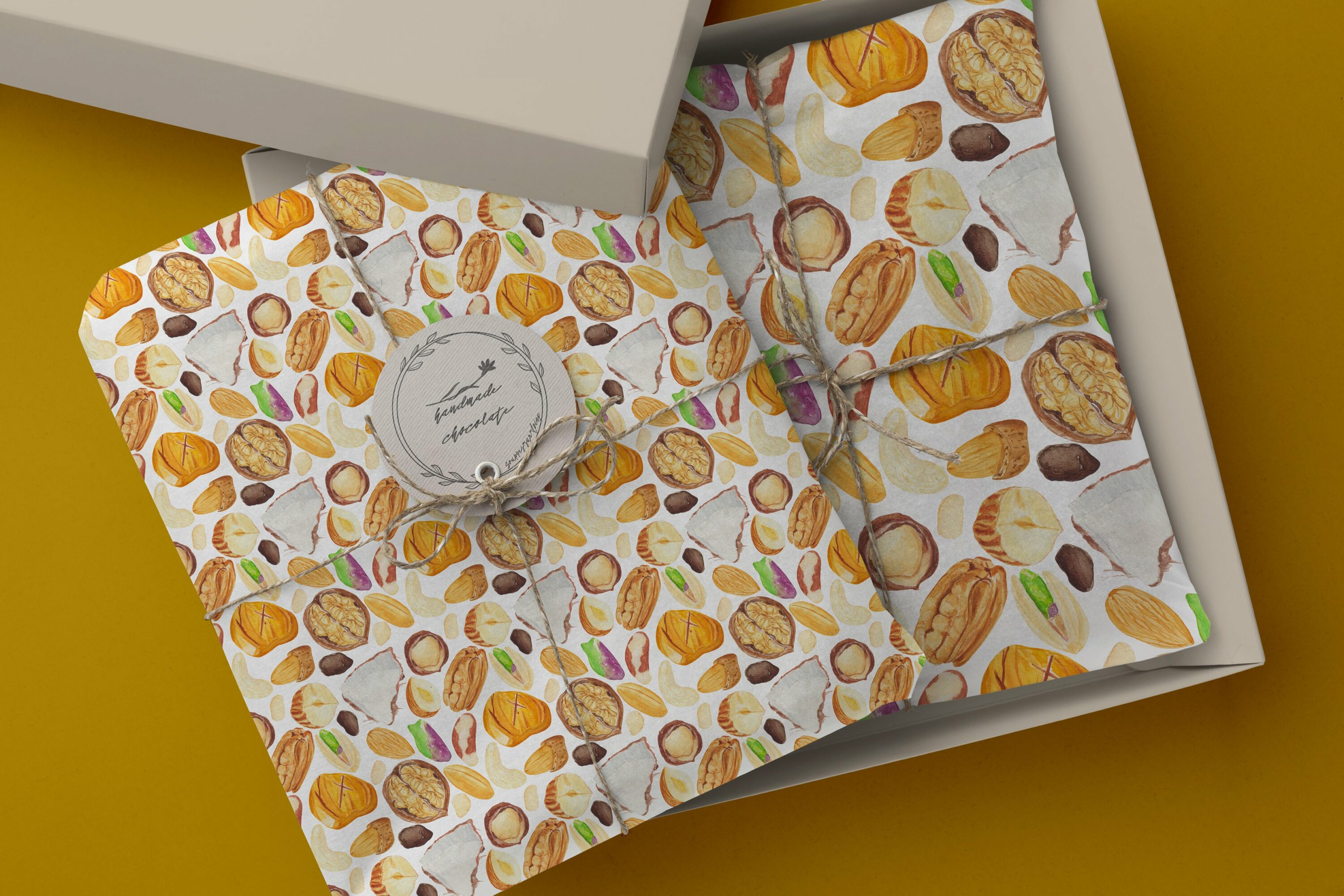 Delicate nuts print for your gifts.