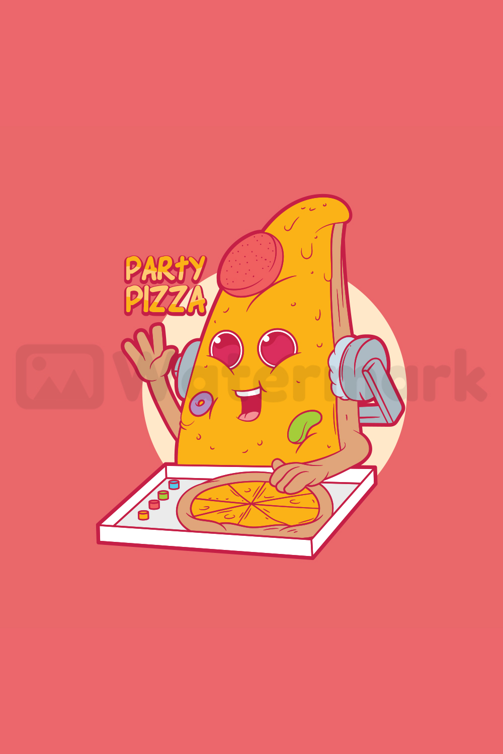 Party Pizza Vector Graphics Design pinterest image.