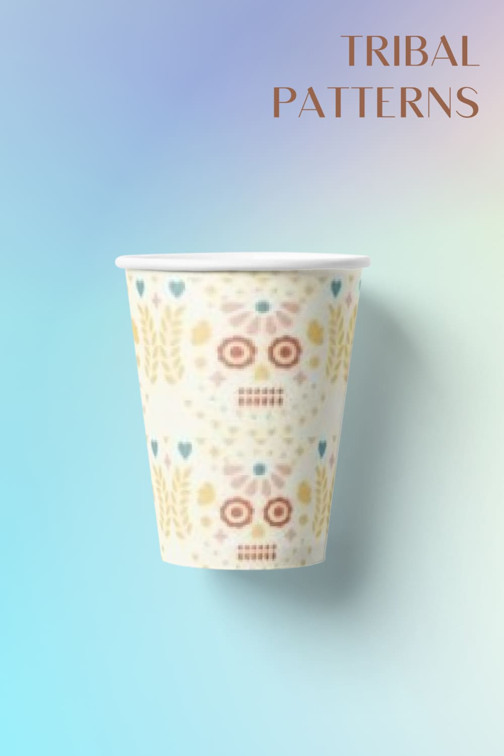 Picture of a paper cup with lovely tribal pattern.