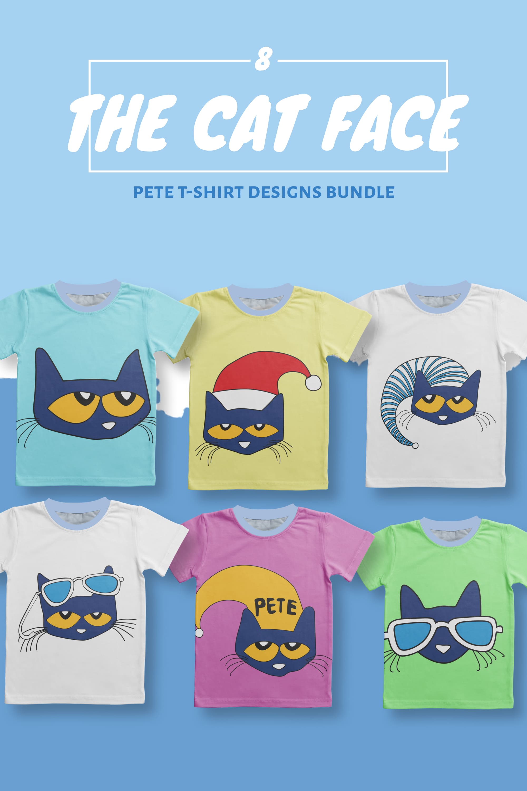 Pete The Cat Face T-shirt Designs Bundle - Pinterest.
