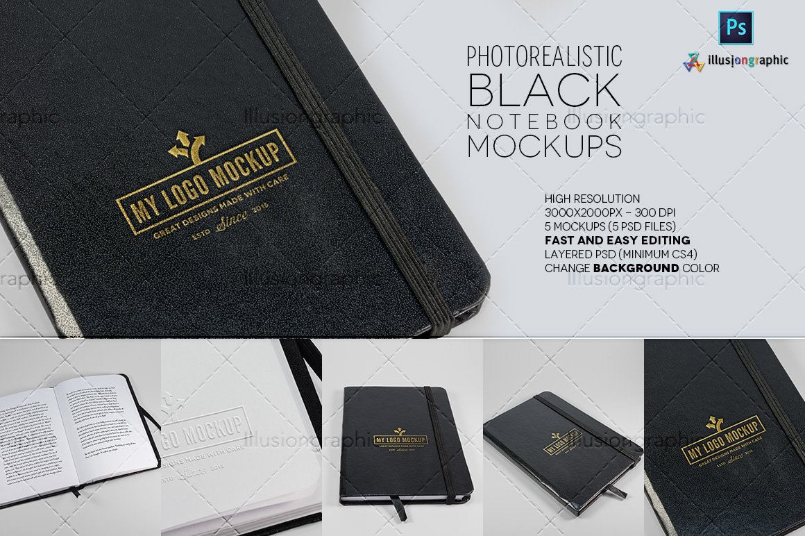 Collection of images of notebooks with enchanting design.