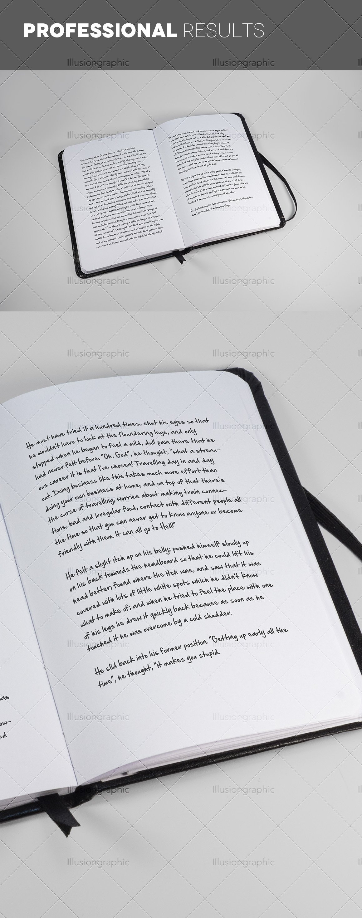 Pictures of a notebook in an expanded form with a wonderful design.