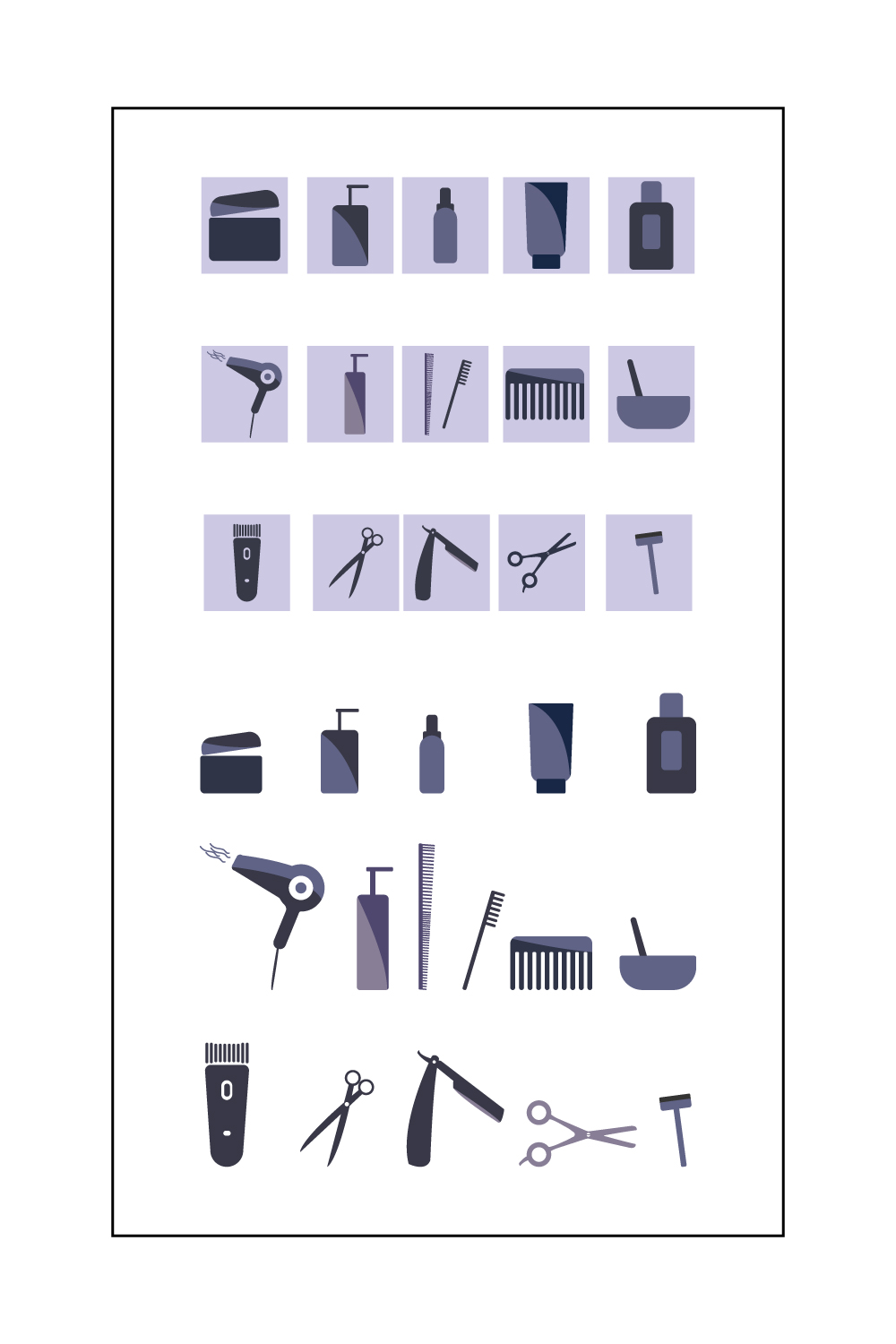 Icons Set Barber Shop Graphics pinterest image.