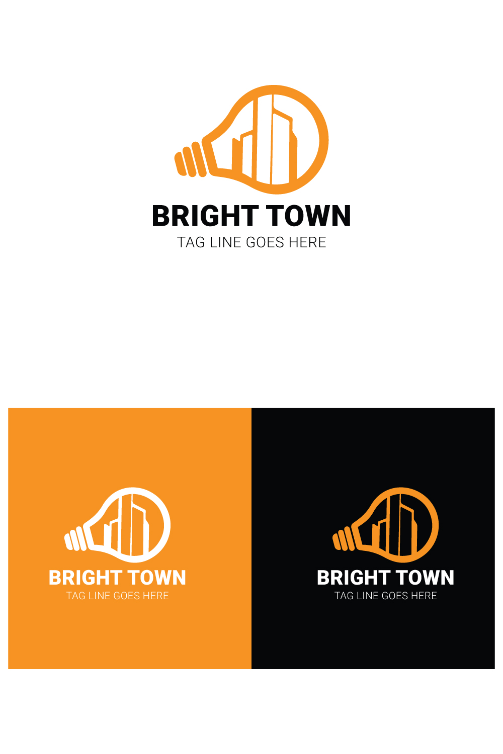 Bright Town Logo Template pinterest image.
