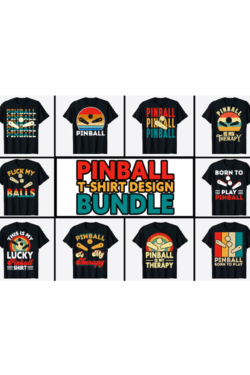 Pinball T-shirt Design Bundle - pinterest image preview.