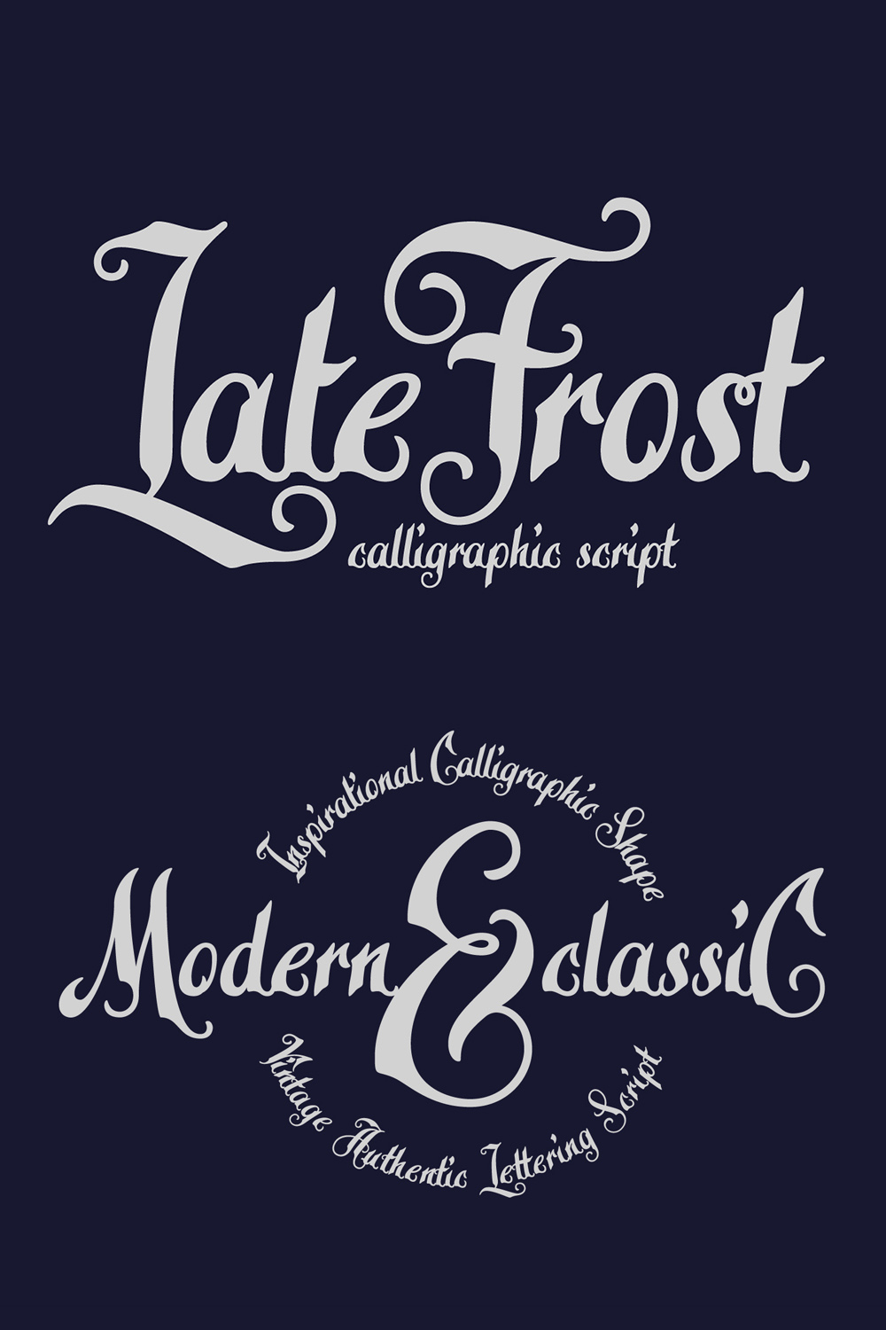 Late Frost Font Pinterest collage image.