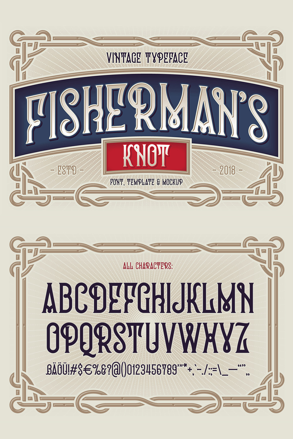 Fisherman's Knot Font Graphics pinterest image.