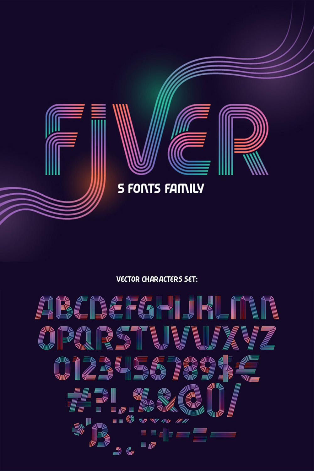 Fonts Family Fiver Display pinterest image.