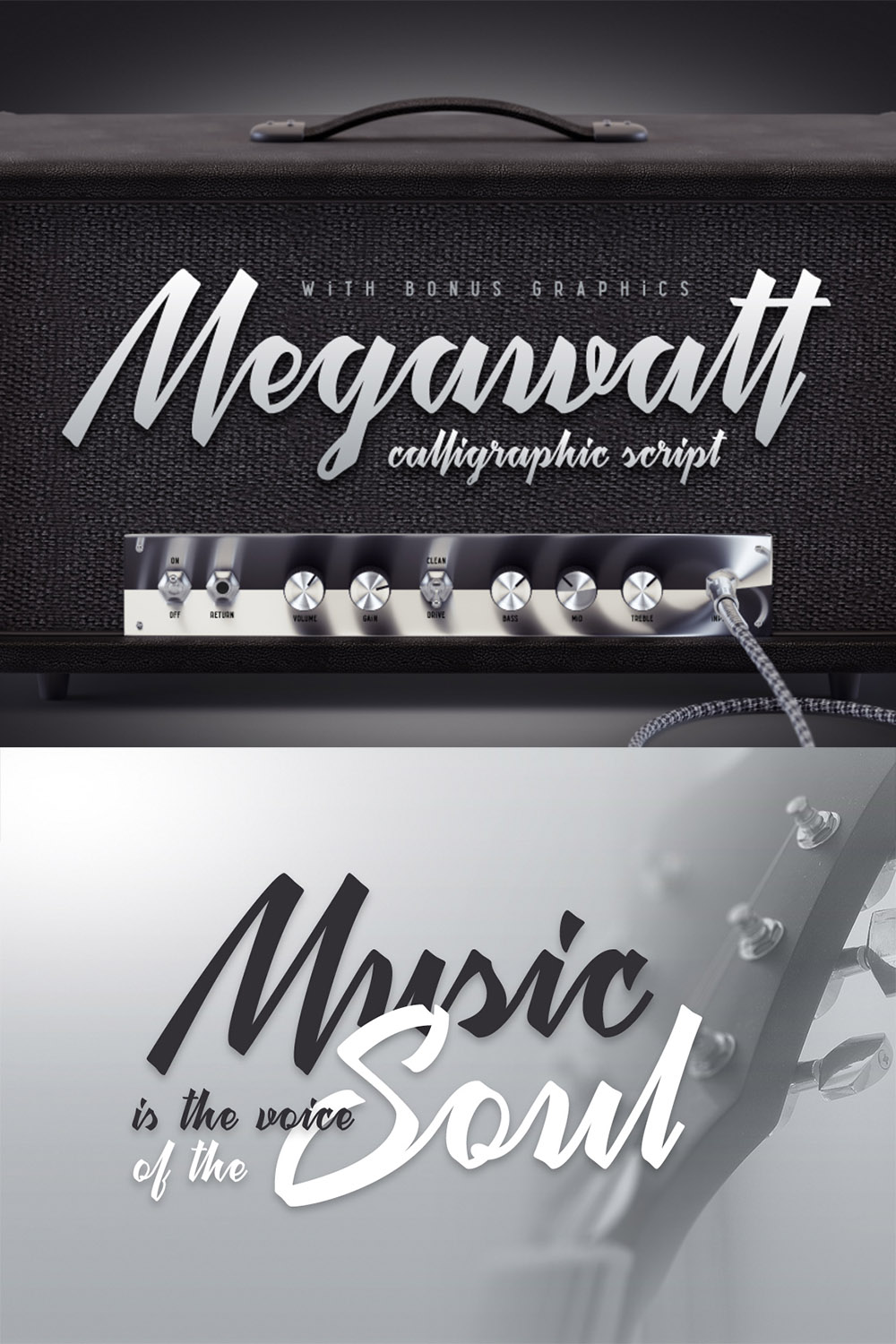 Megawatt Font Pinterest Collage image.