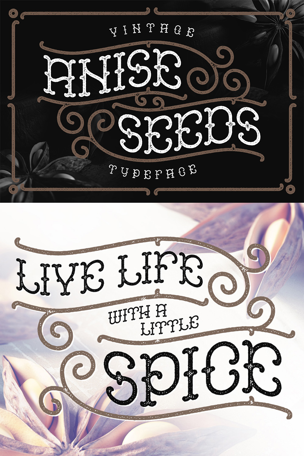 Anise Seeds Typeface Pinterest collage image.