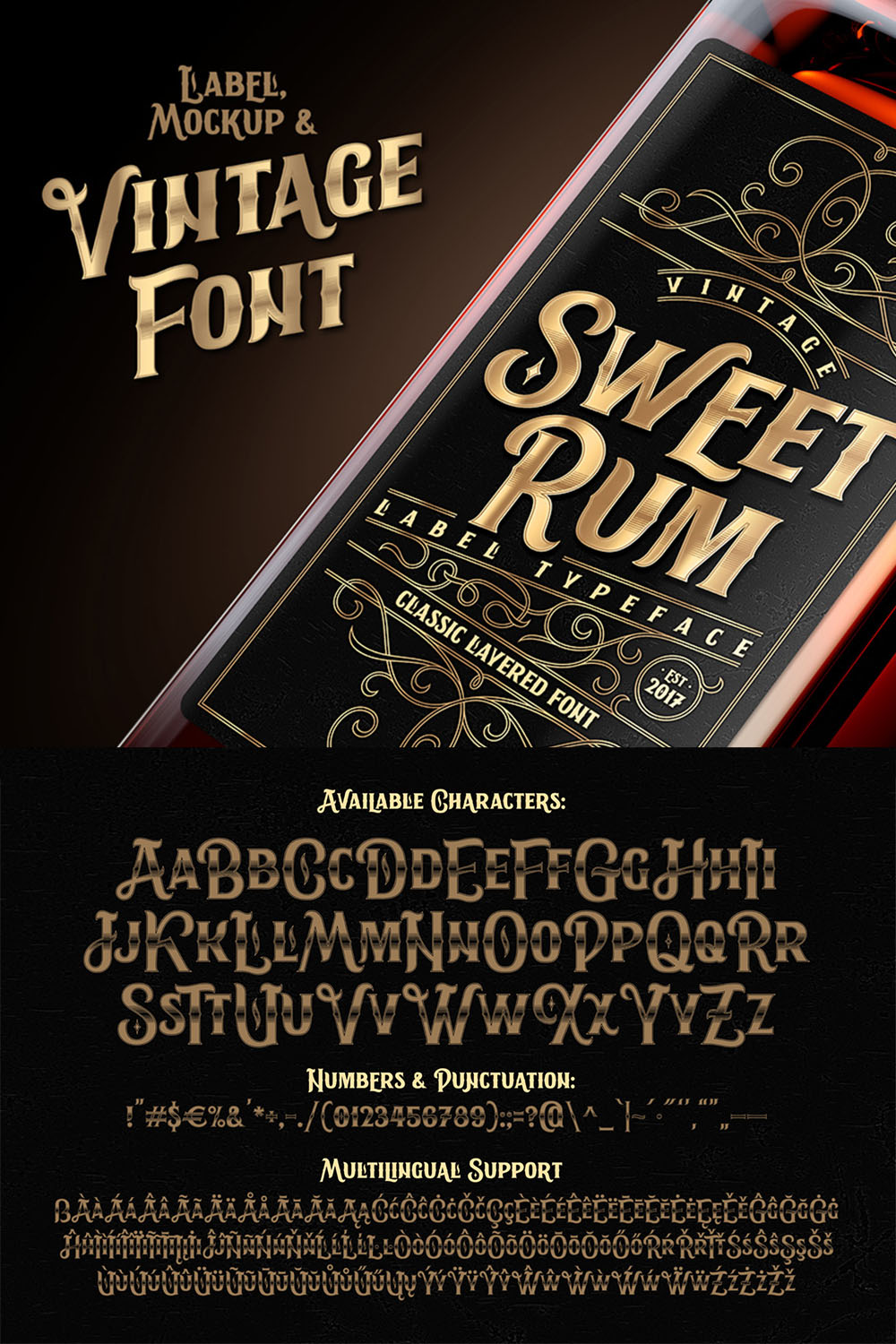 Typeface Font Sweet Rum Design pinterest image.
