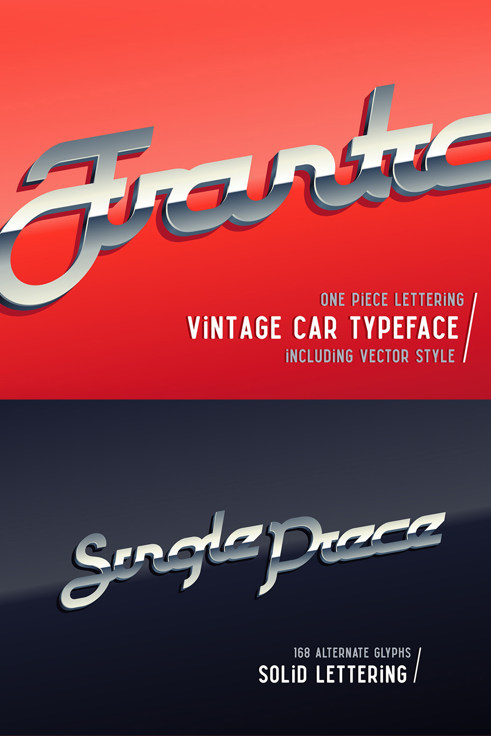 Frantic Font & Style Pinterest collage image.