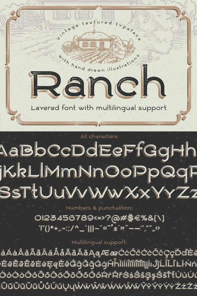 Ranch Vintage Typeface Font and Illustrations - MasterBundles