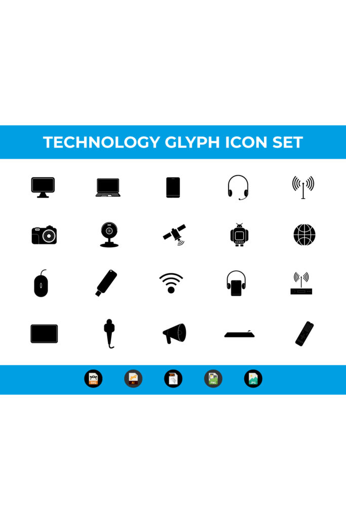 Glyph Technology and Multimedia icons Vector and SVG - MasterBundles