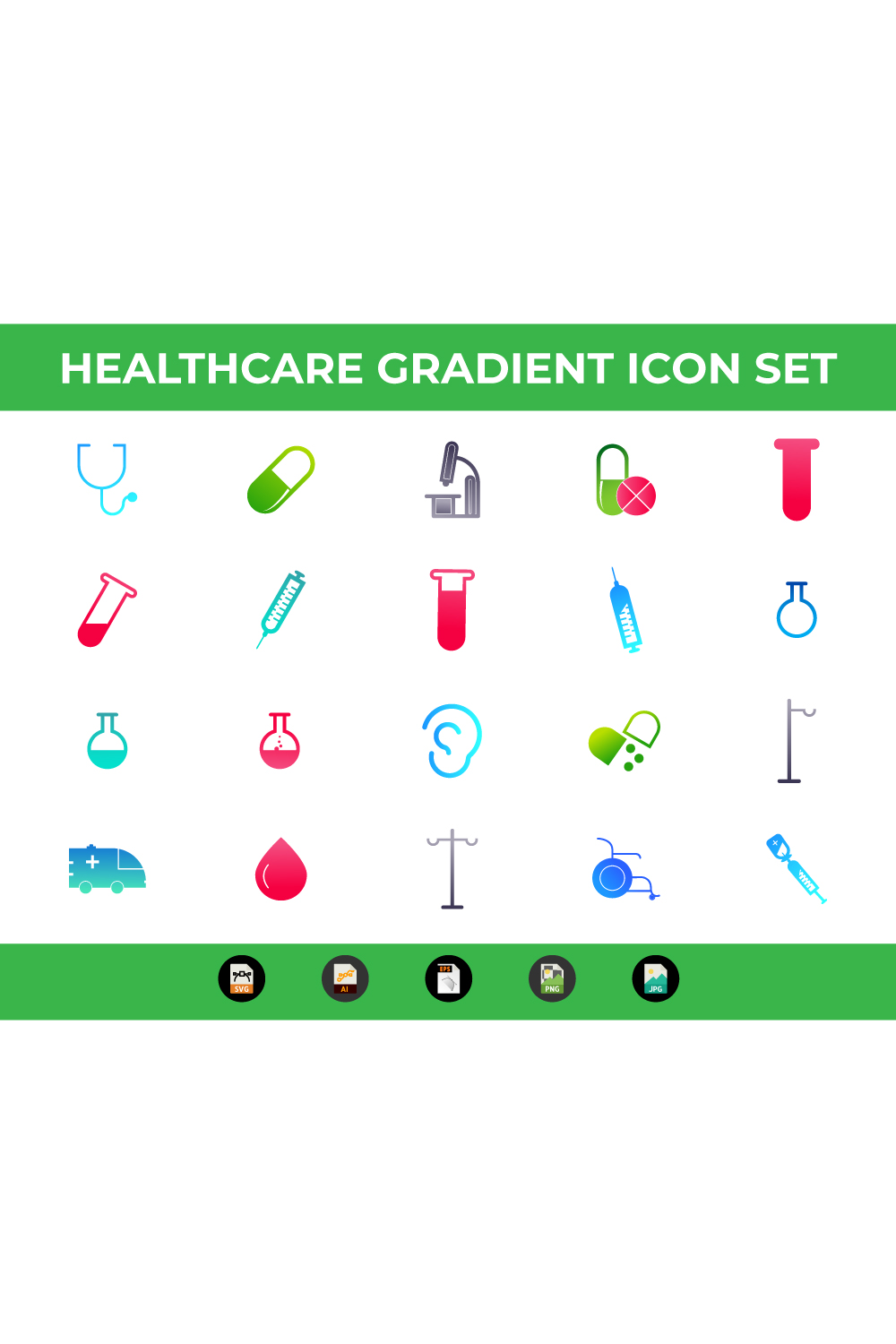 Pinterest images with medical icons set.