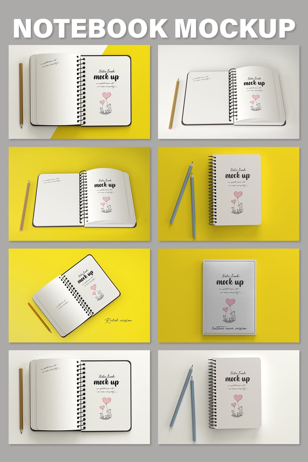 A set of images of notepads with a charming design.