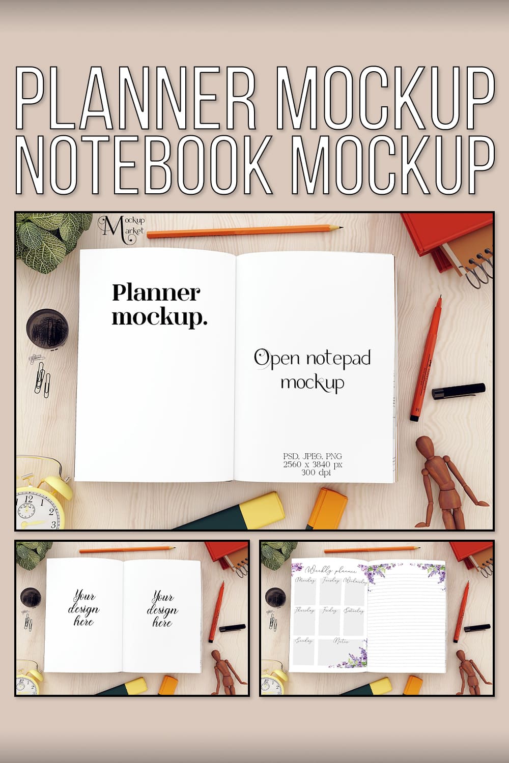 Planner Mockup. Notebook Mockup - Pinterest.