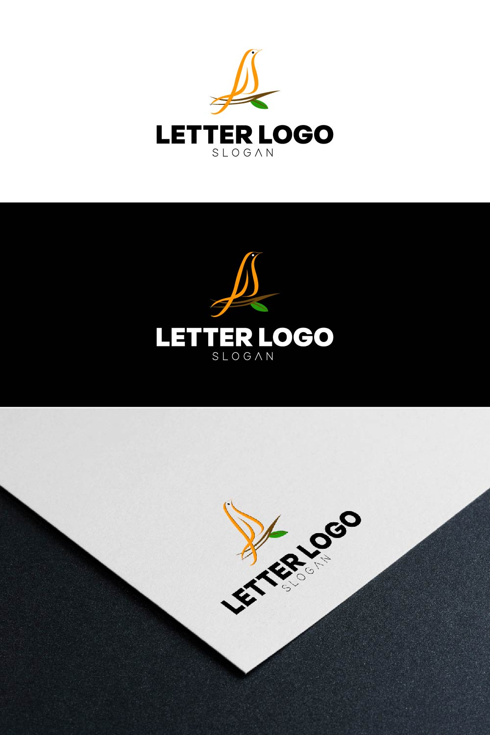 Bird Letter Logo Pinterest Collage image.