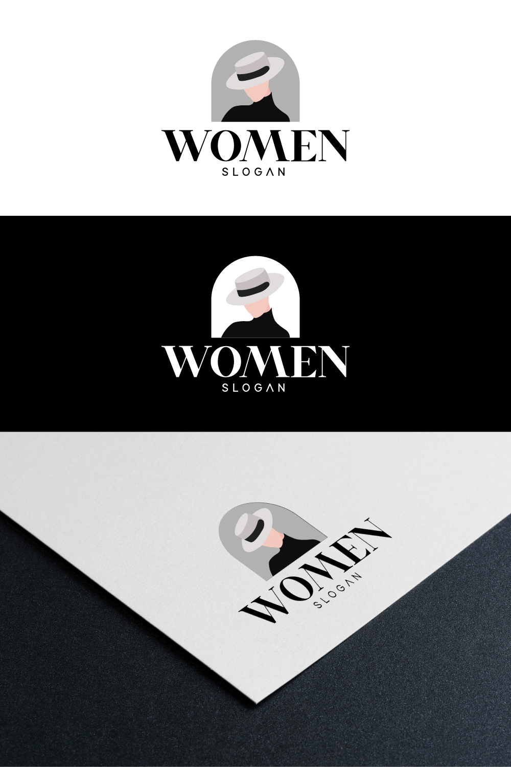 A selection of beautiful logos with the image of a woman in a hat.