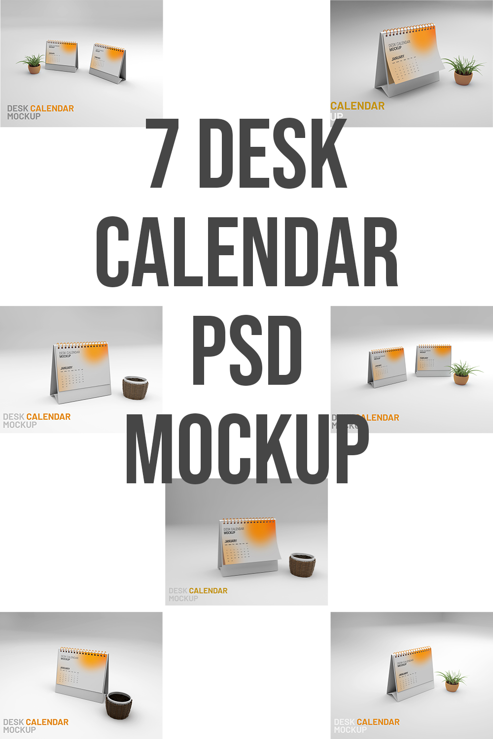 7 Desk Calendar PSD Mockup pinterest image.