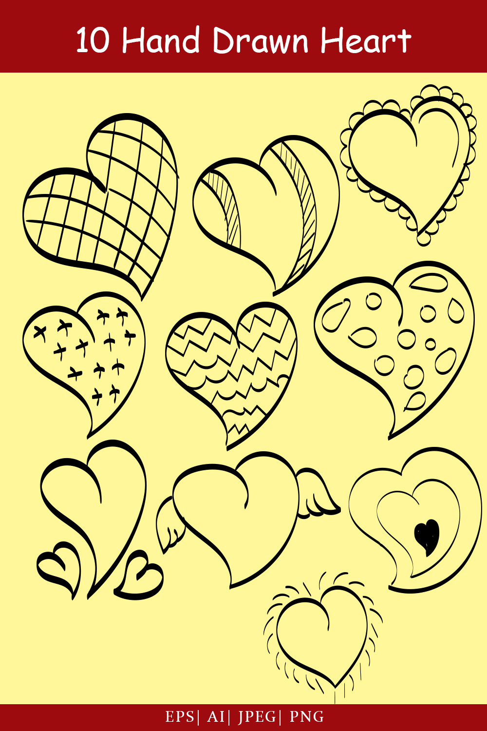 Hand Drawn Heart Graphics pinterest image.