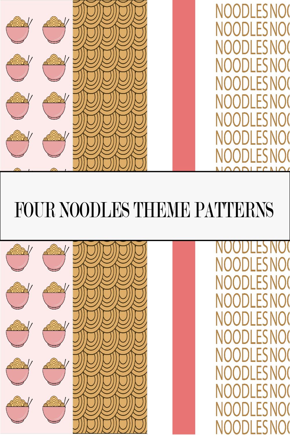 Noodles Theme Patterns Pinterest Collage image.