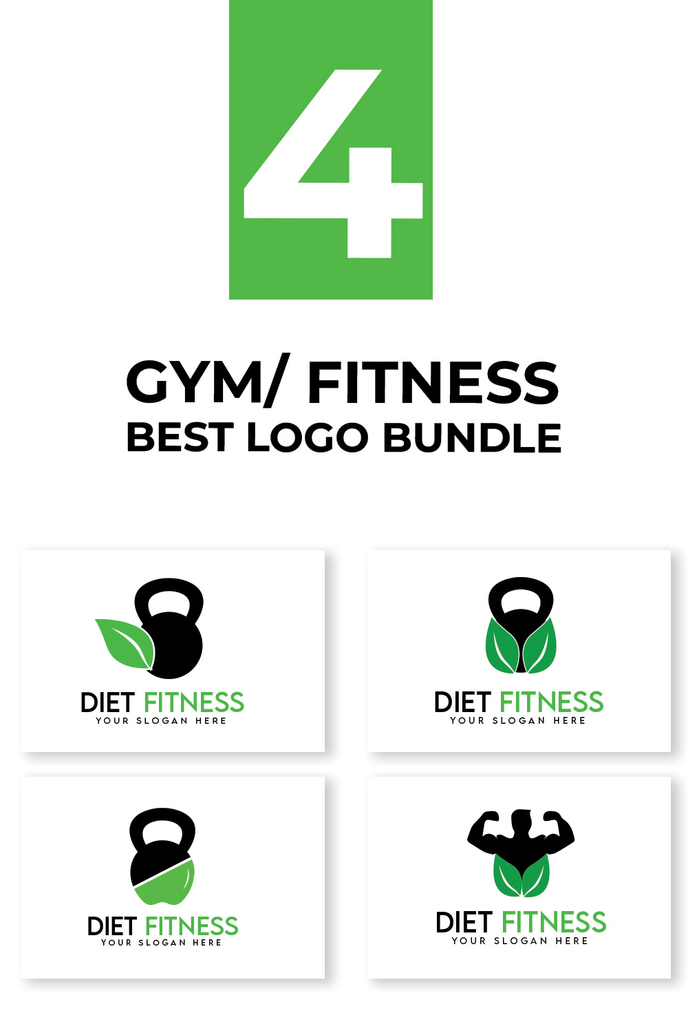 Diet Fitness Logo Template pinterest image.