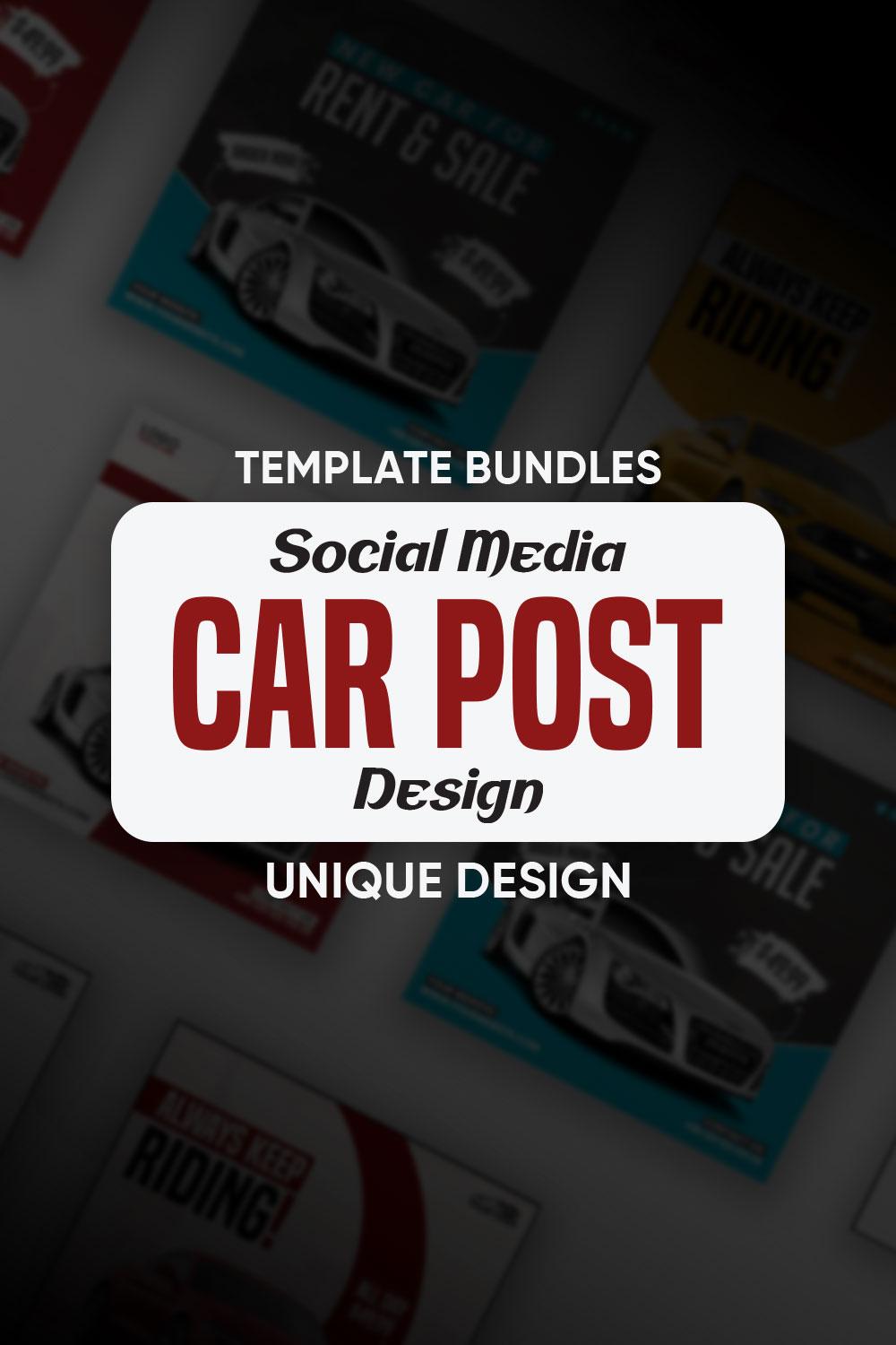 Car Design Social Media Post Template Bundle pinterest image.